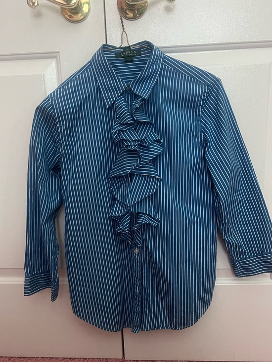 Lauren Ralph Lauren Tops - Lauren Ralph Lauren Striped Ruffle Front Blouse